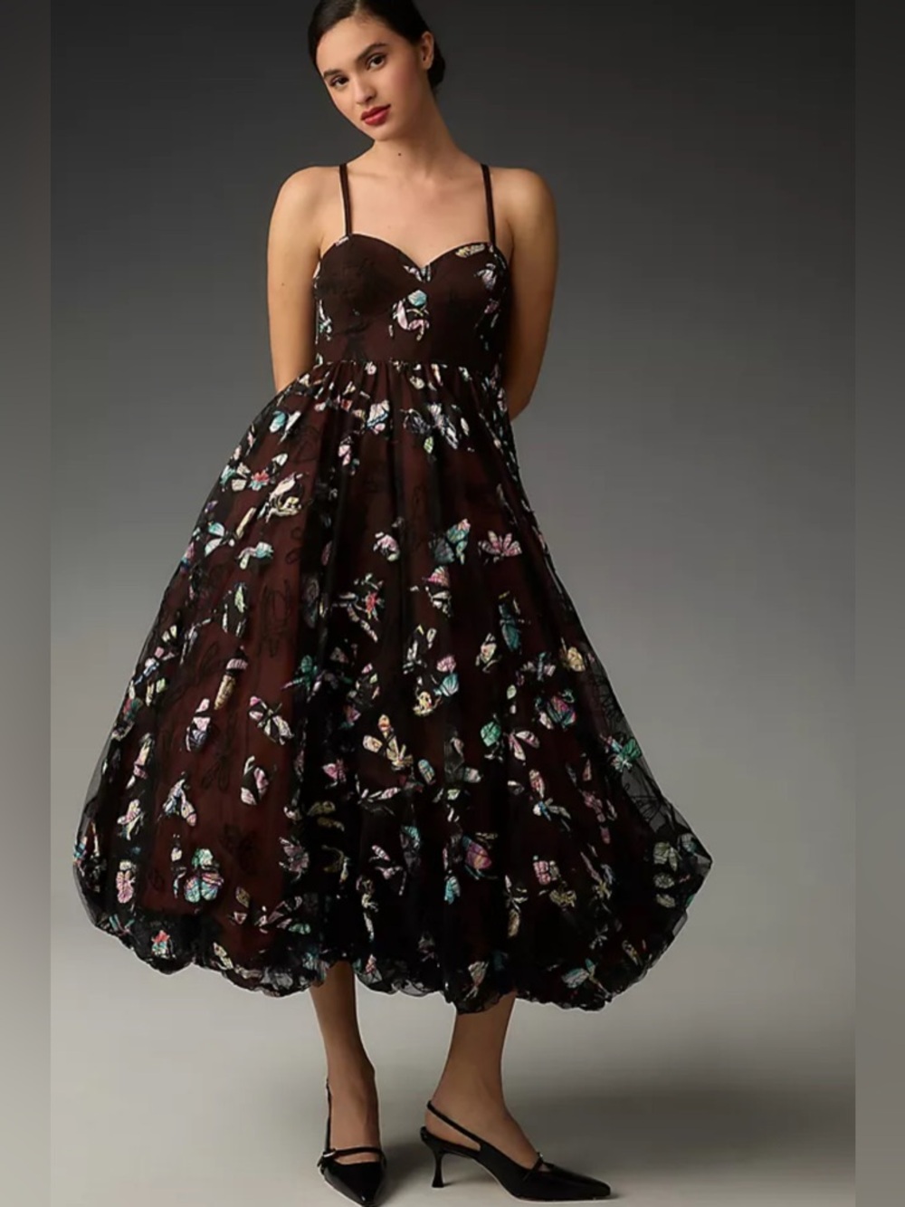 Geisha Designs Anthropologie Butterfly Appliqué Bubble Dress S tulle